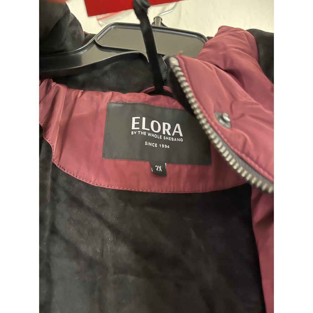 ELORA Women's Burgundy Puffer Coat 2X - Picture 6 of 11